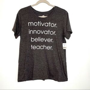 PositiviTee Inspirational Teacher Graphic Tee Women’s Medium Gray